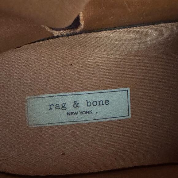 Rag & Bone Shoes Women 37 Black Moto Rubber Rain Boot Zip Strap Stud Detail - Picture 2 of 16